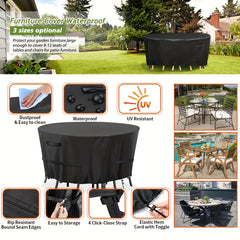 Waterproof Round Patio Table & Chair Set Cover