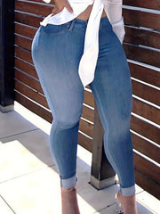 Skinny Jeans Button Fly High Rise Stretch