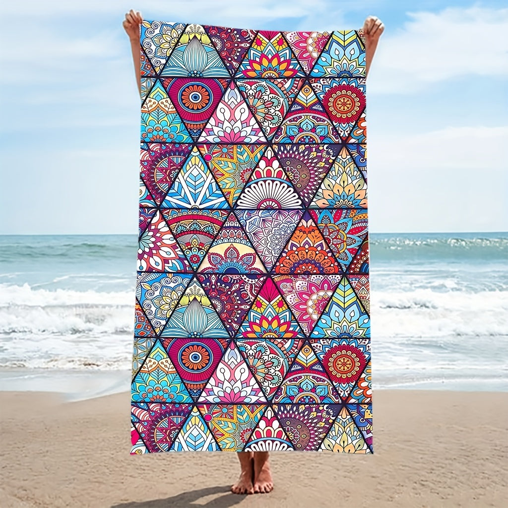 Boho Pattern Beach Towel Quick Dry Soft Absorbent Sandproof Lightweight Blanket