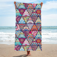 Boho Pattern Beach Towel Quick Dry Soft Absorbent Sandproof Lightweight Blanket
