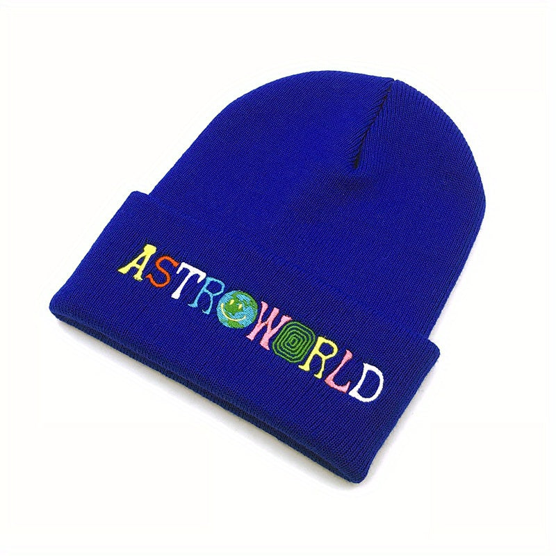 Men's Letter Embroidery Knitted Cap Warm Hat