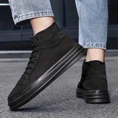 Men's High Top Lace Up Canvas Shoes Comfy Non Slip Casual Flats