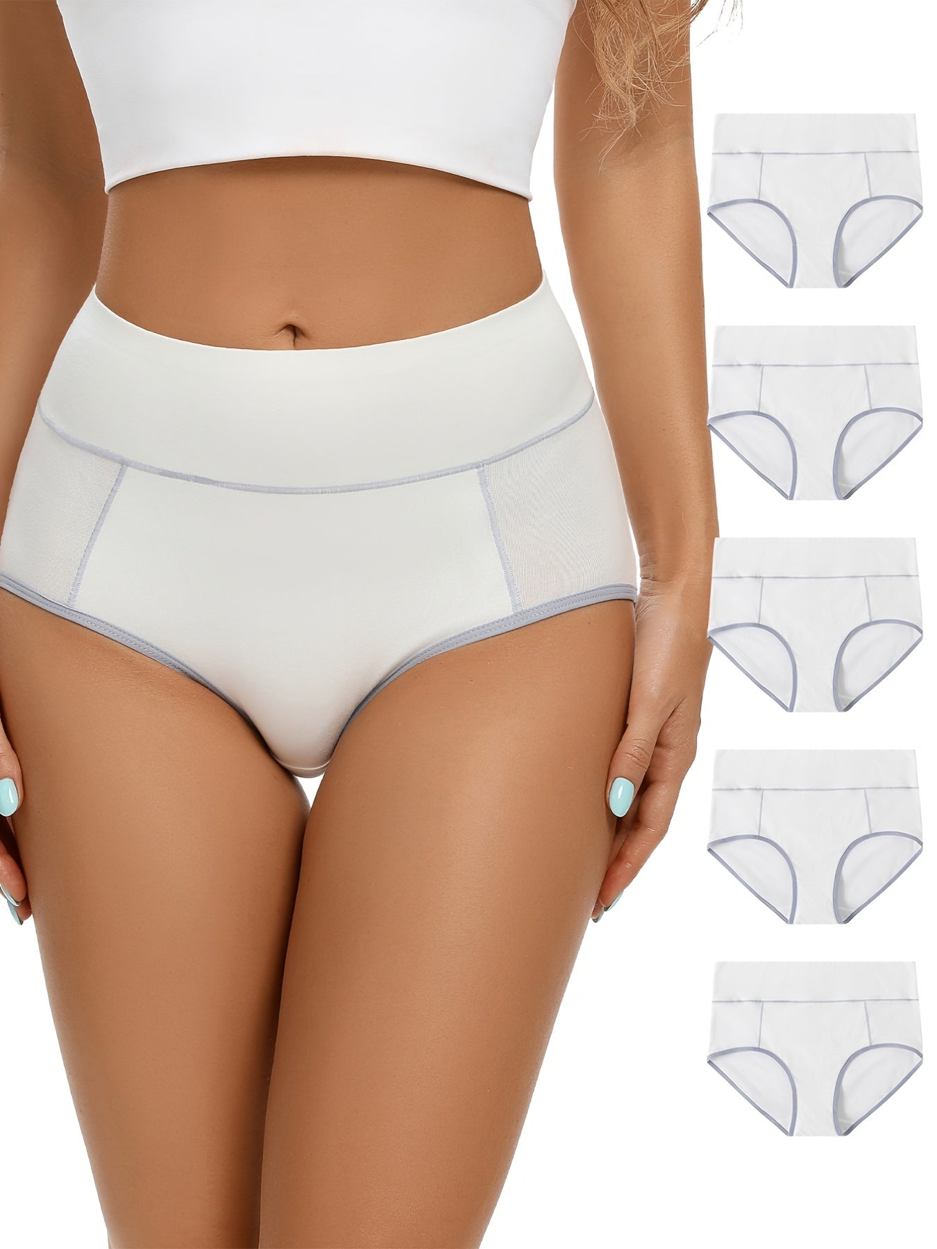 5 Pack Plus Size Sporty Panties Set High Waisted Soft