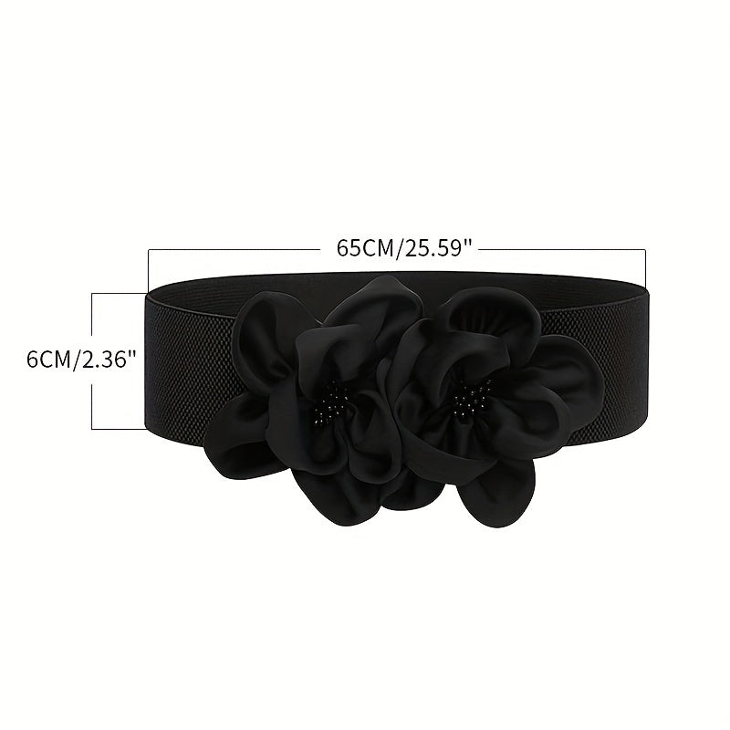 Double Flower Wide Girdle Solid Elastic Waistband