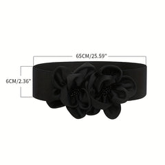 Double Flower Wide Girdle Solid Elastic Waistband