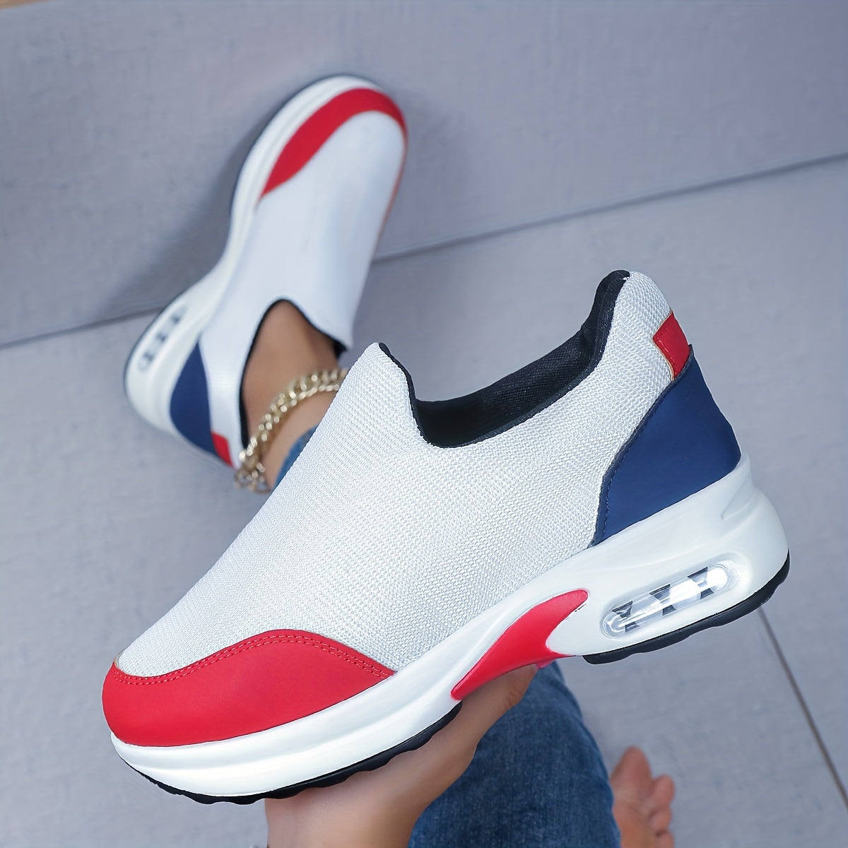 Women's Platform Knit Sneakers Slip-on Casual Shoes