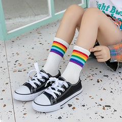 Kids Rainbow Striped Crew Socks 1-8Y