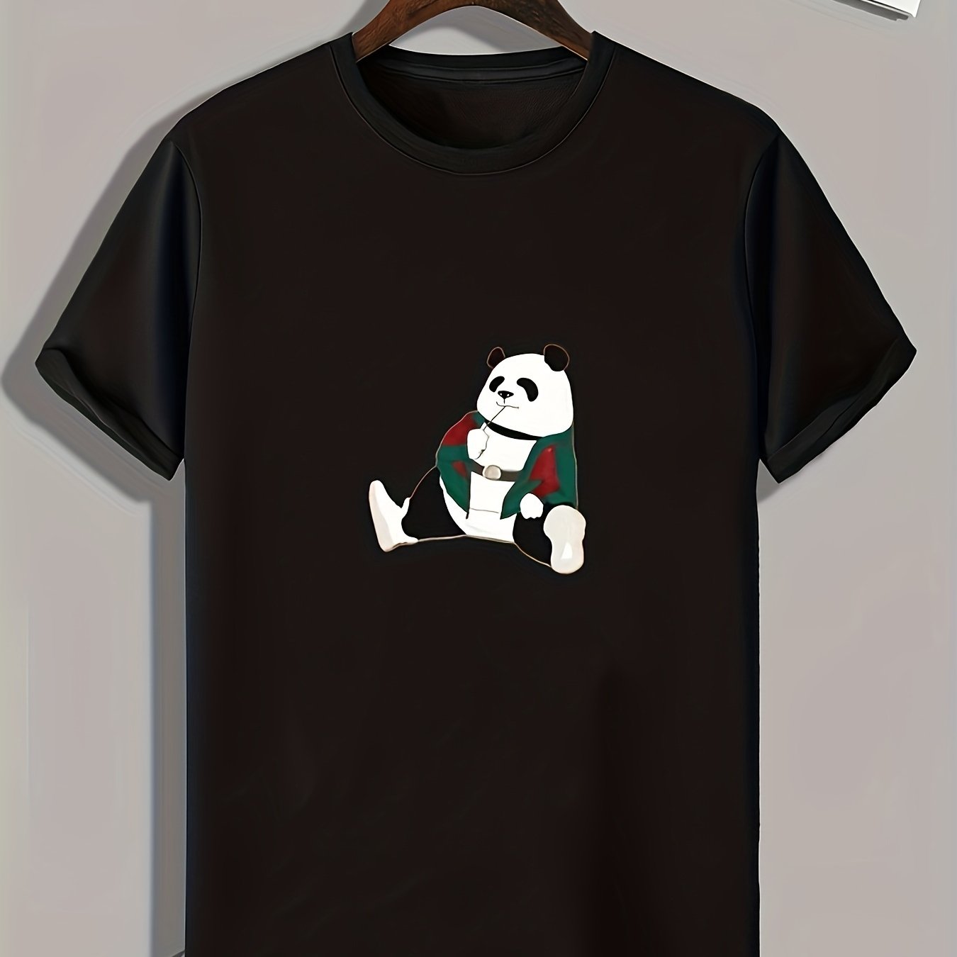 Panda Pattern Print Men's Sports T-shirt