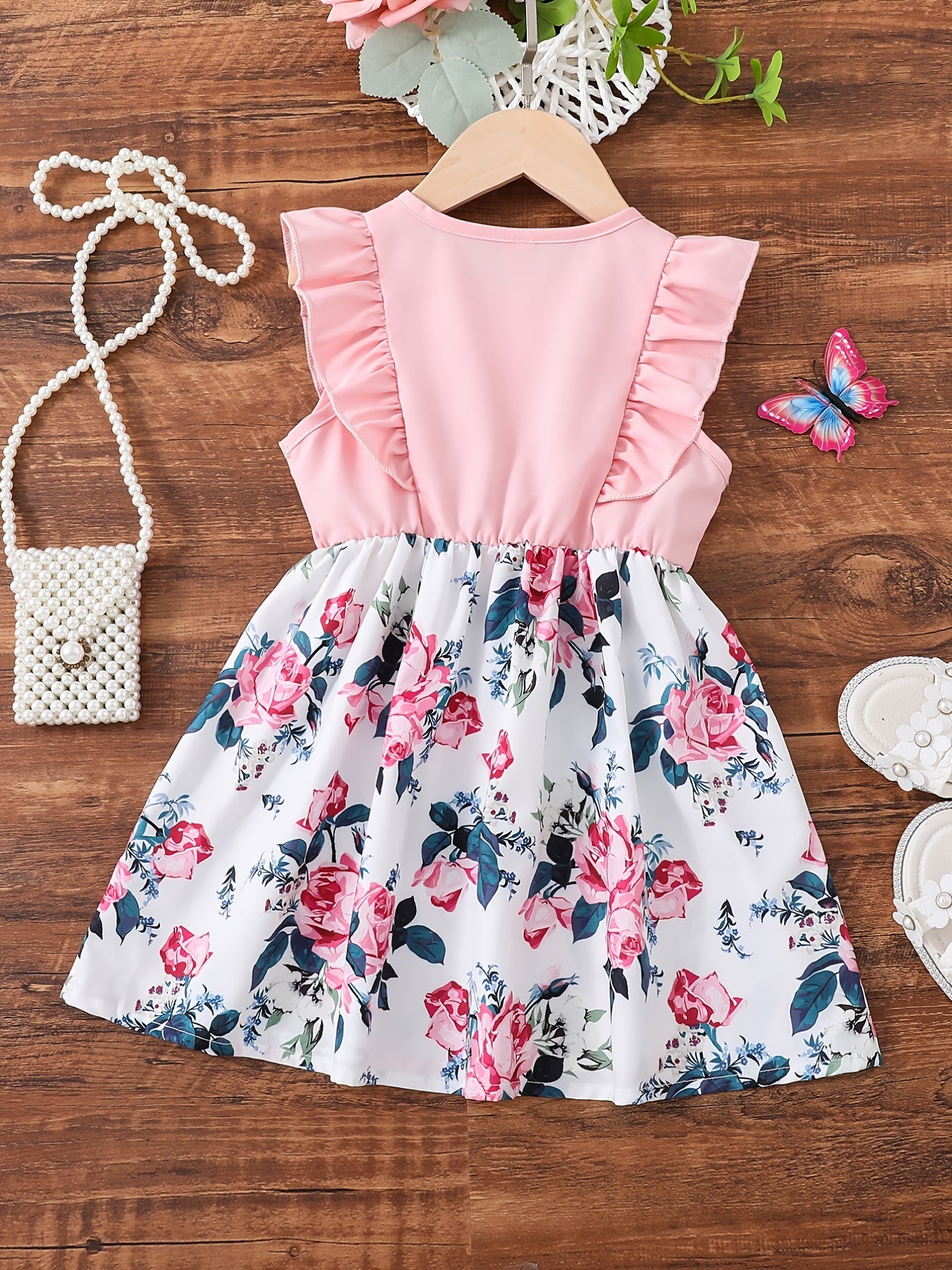 Girls Flower Print Ruffled Dress for Summer Party