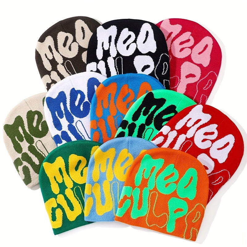 Letter Jacquard Y2K Beanie Candy Hip Hop Unisex Skull Cap