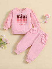 Baby Girls Sweatshirt Trousers Set MINI Letter Print Outfit