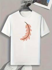 Feather Print Men's Stretch Tee for Outdoor Summer