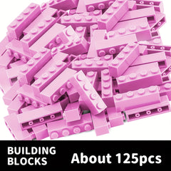 125pc 1x4 High Brick Building Blocks Puzzle Toy for Boys and Girls