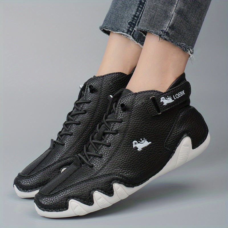 Women's Lace Up Ankle Boots - Faux Leather Sneakers
