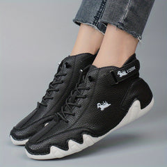 Women's Lace Up Ankle Boots - Faux Leather Sneakers