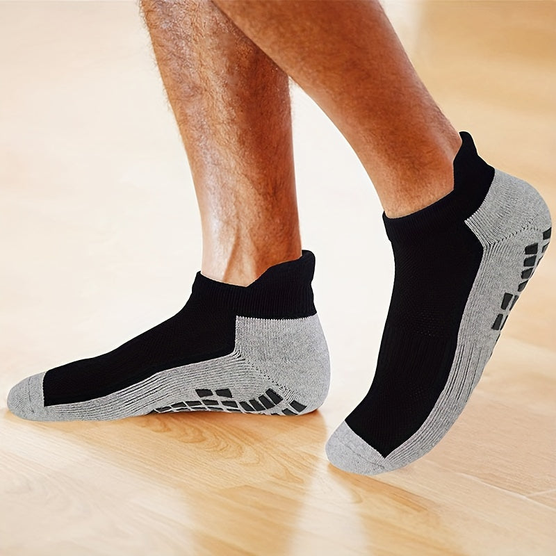 Men's Sports Socks with Grip Ankle, Anti-Slip Football and Running Socks