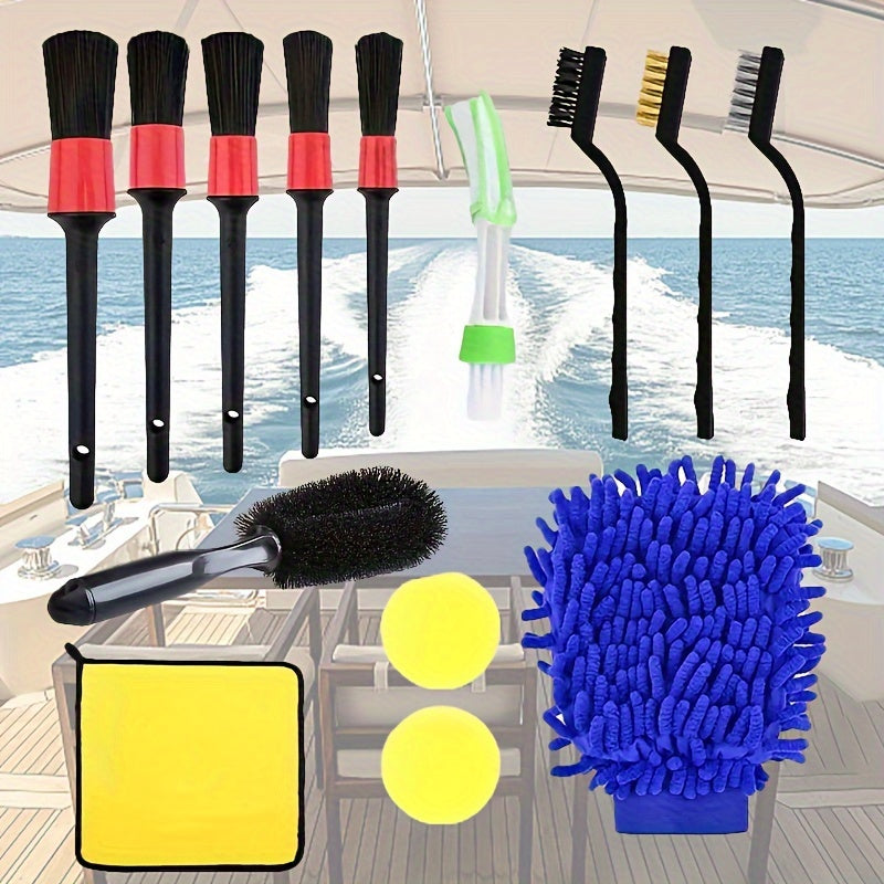 14 pc Cleaning Brush Kit Microfiber Towel Auto Detail Tool