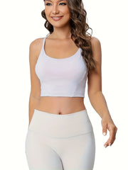 Casual Sports Top Round Neck High Stretch Outdoor Sporty Top