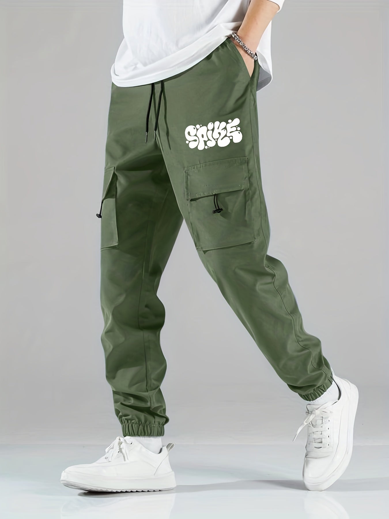 SPIKE Print Cargo Pants Men's Flap Pocket Trousers