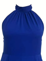 Halter Neck Wide Leg Jumpsuit With Pockets