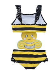 Girls Ice Cream Embroidery Cut Out Swimsuit