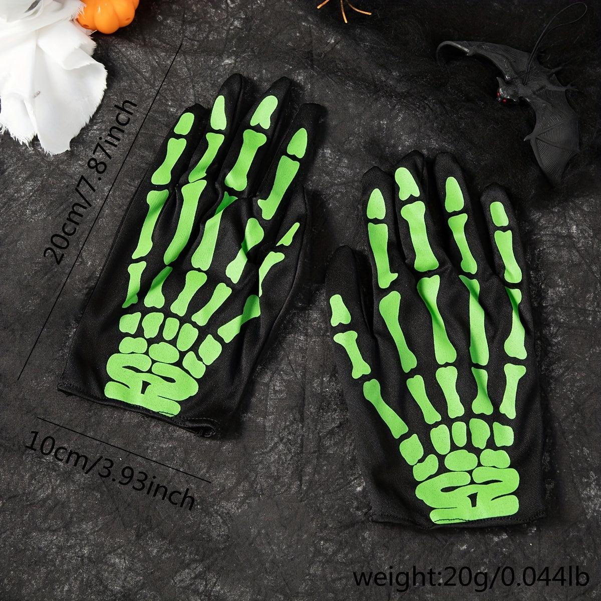 Skull Finger Print Gloves Goth Halloween Decorative Gloves Y2K Unisex Driving