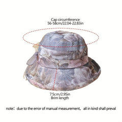 Vintage Flower Bucket Hat Rolled Brim Embroidery Basin Hat