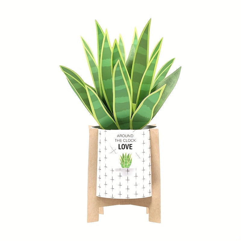 3D Pop Up Card Snake Plant Birthday Thank You Valentine's All Occasion