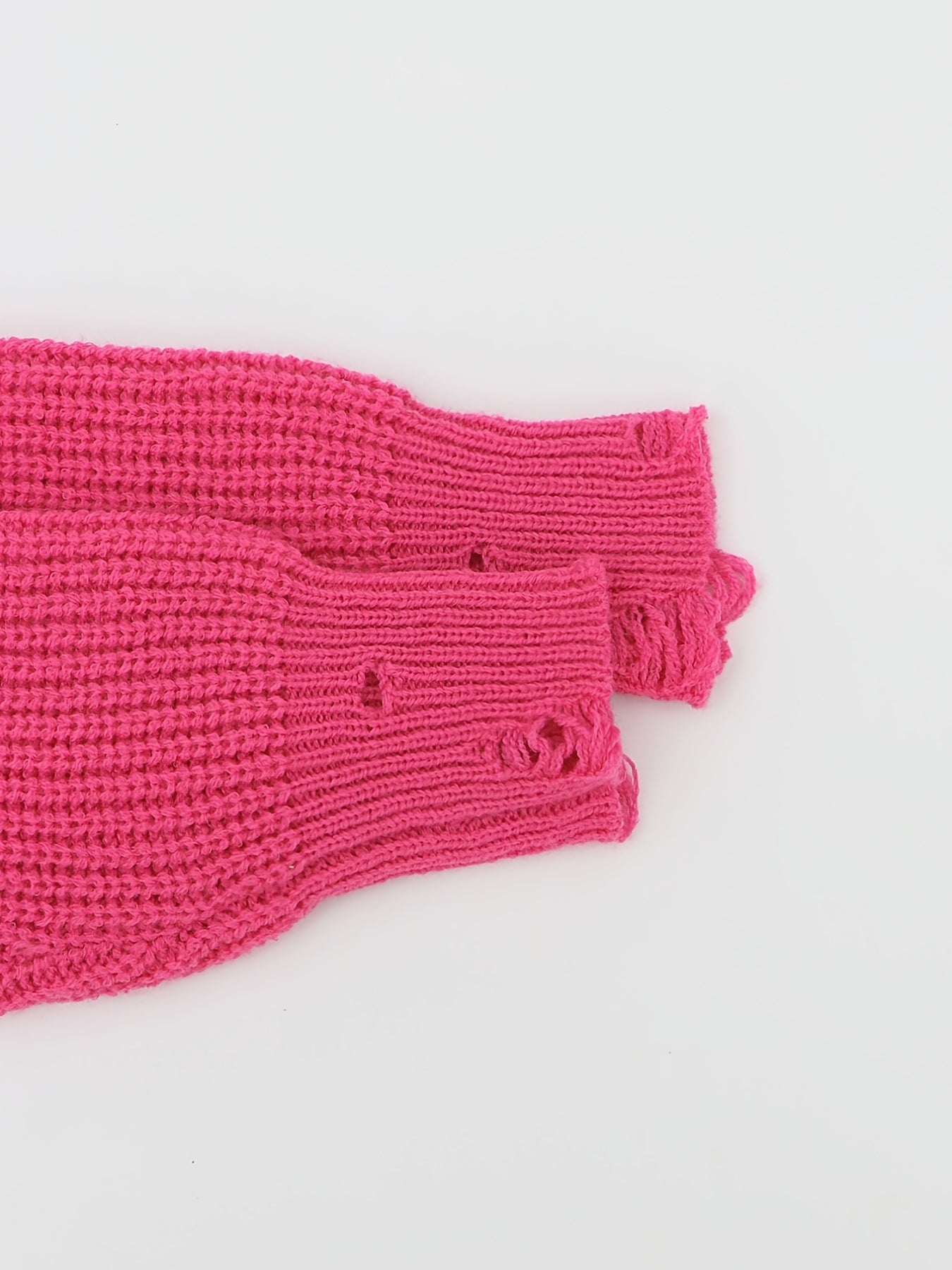 Ripped Pullover Knitted Top Casual Drop Shoulder Sweater