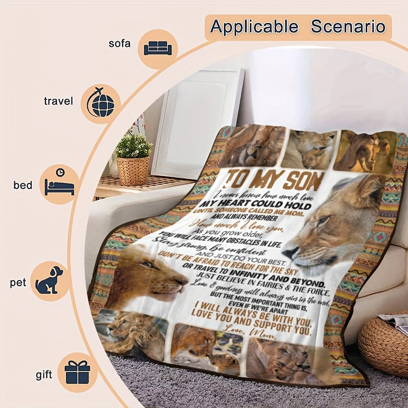 Lion Pattern Blanket for Indoor/Outdoor Use - Camping Gift