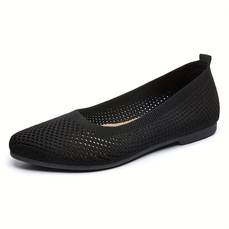 Women's Knitting Flat Shoes Breathable Slip On Soft Ballet Flats