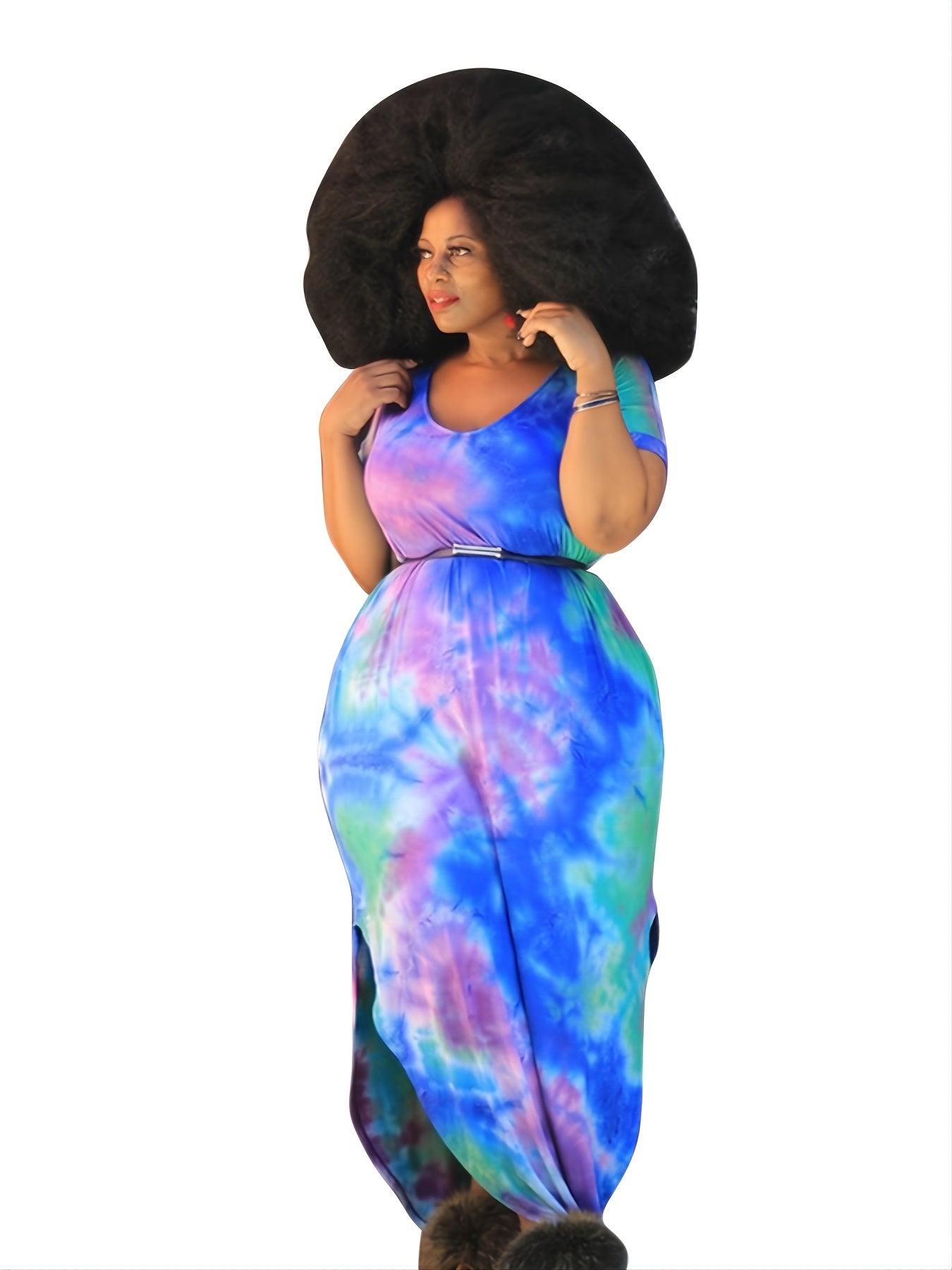 Tie Dye Maxi Dress Women's Plus Loose Fit Long Dress