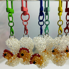 Crystal Keychain Egg Shell Hand Woven Pendant Cartoon Key Rings