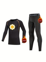 Kids Compression Fleece Sets Daisy Pattern Crew Neck Pullover Matching Pants