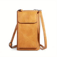 Faux Leather Crossbody Bag Long Wallet Mini Phone Coin Purse