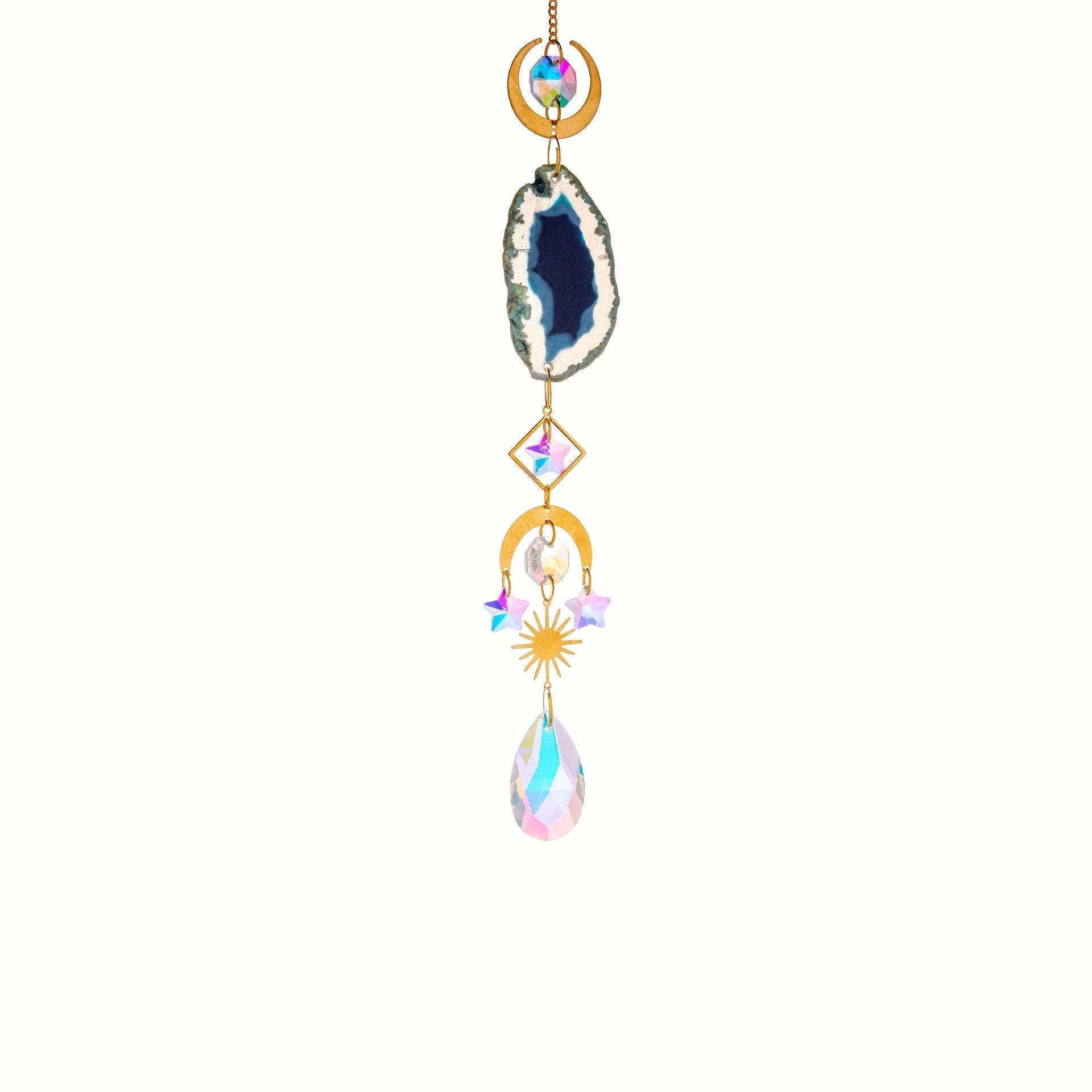 6pcs Agate Slice Suncatchers Crystal Prisms Wind Chimes Ornaments
