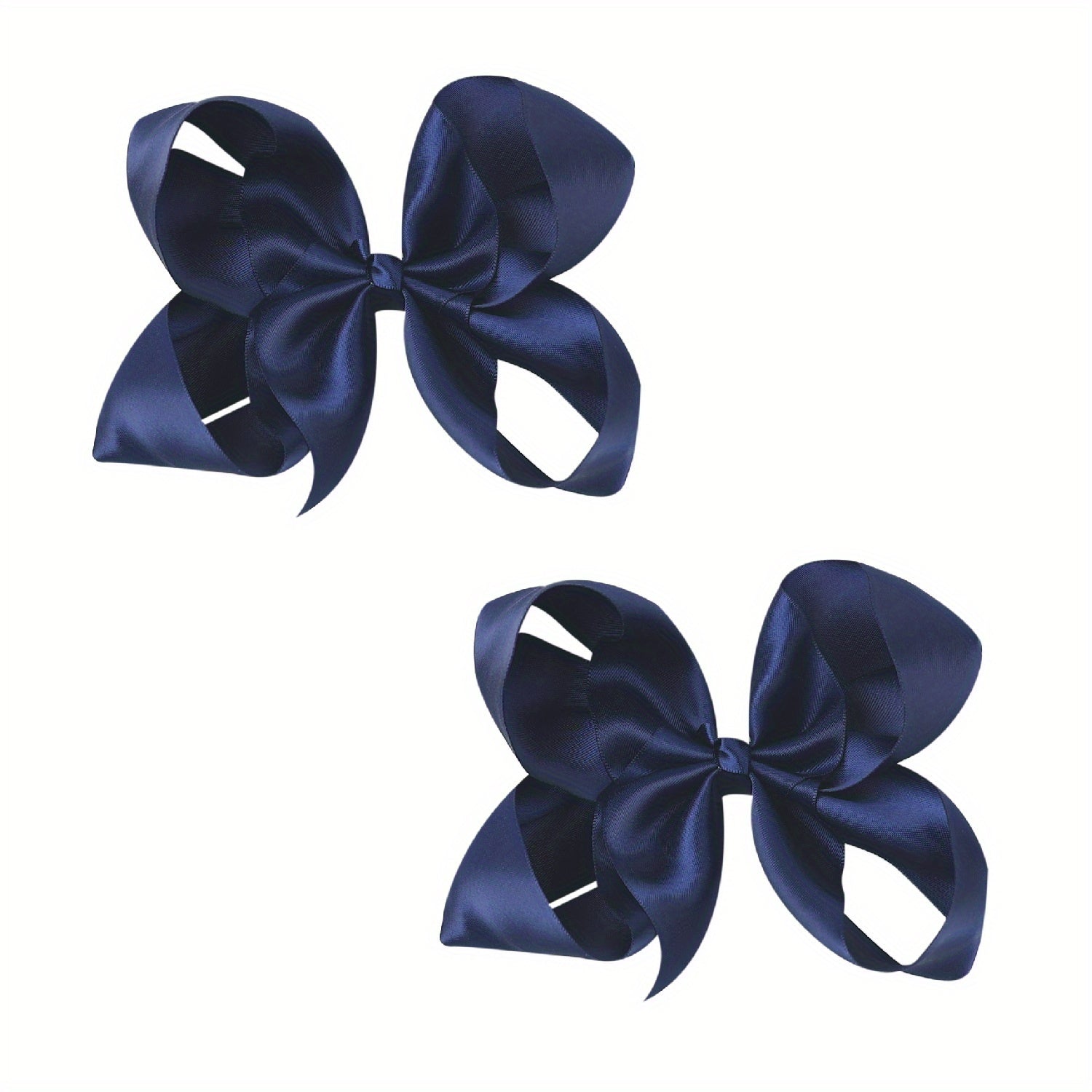 Navy Satin Bowknot Hair Clips for Baby Girls