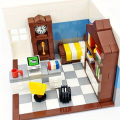 Study Office Bedroom Desk Bookshelf Clock Stand Table Chair Decorative