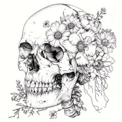 Deluxe Anatomy Floral Coloring Book 24 Pages 20x20 Intricate Flower and Skeleton