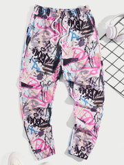 Graffiti Series Drawstring Sweatpants Loose Fit Pants Men's Casual Joggers