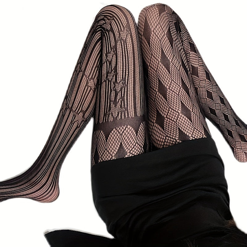 Argyle Pattern Fishnet Tights High Waist Mesh Pantyhose