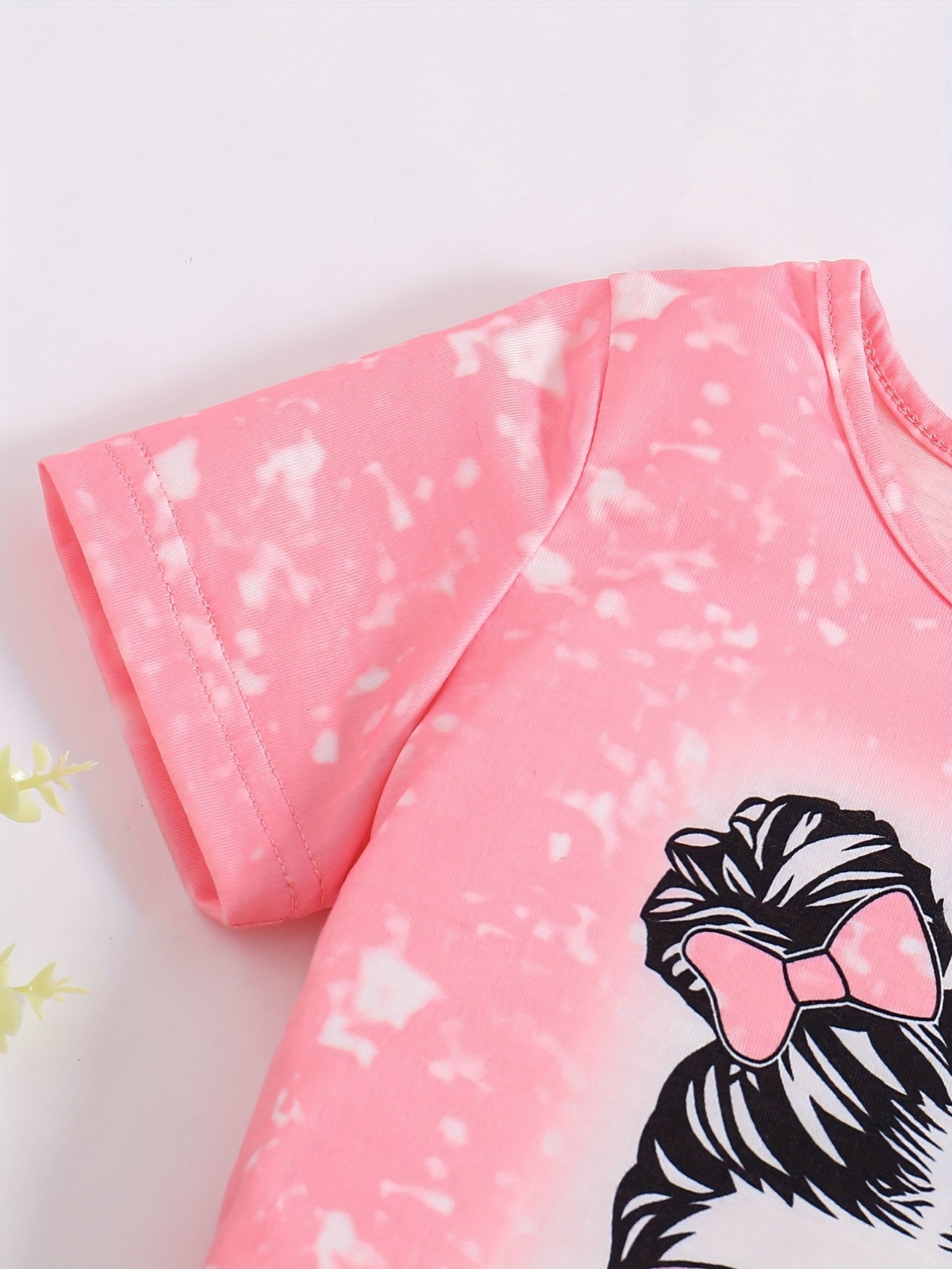 2pcs Toddler Girls Tie Dye Bow Figure Graphic T Shirts & Shorts Set