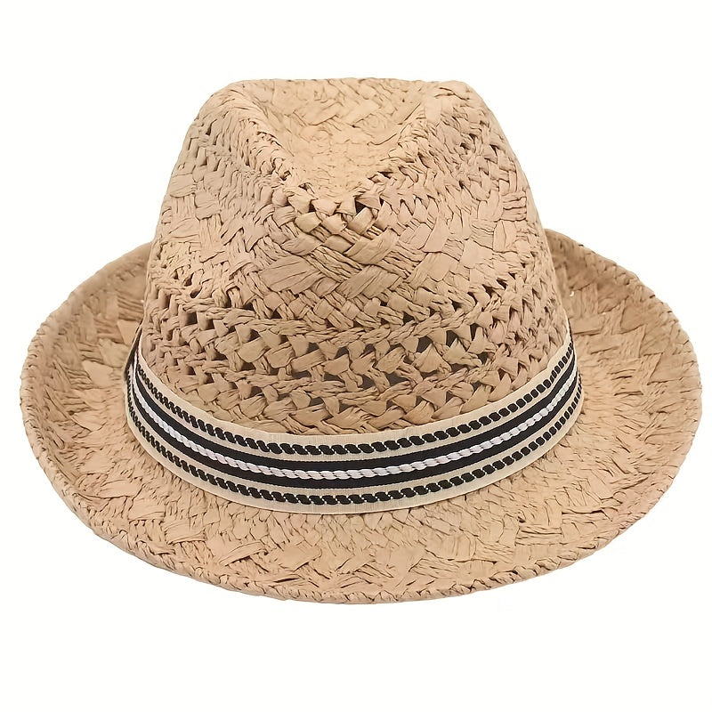 Braided Sun Hat for Kids Straw Hat Outdoor Traveling