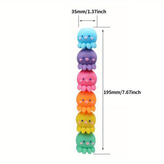 5 Colors Octopus Highlighter Pen Fluorescent Marker