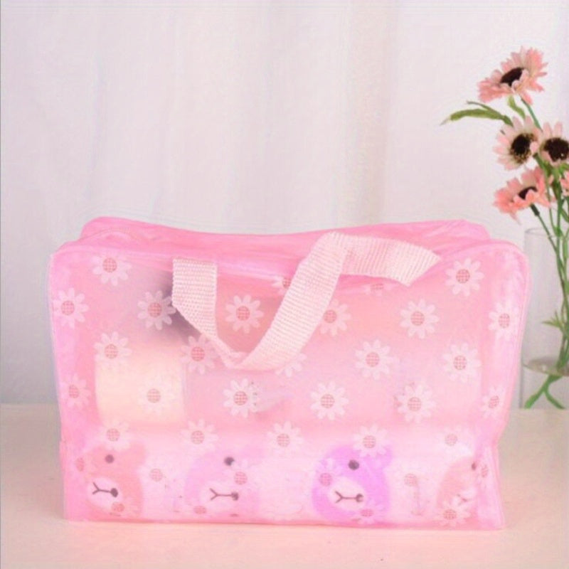 Waterproof Travel Toiletry Bag Flower Pattern Cosmetic Pouch