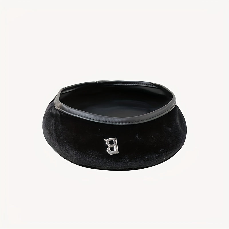 Vintage Velvet Beret Cap Classic Octagonal Hat for Women