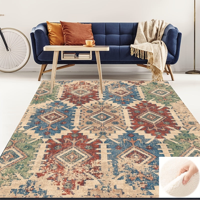 Fluffy Faux Wool Area Rug Vintage Bohemian Carpet Living Room Bedroom