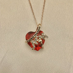 Heart Rhinestone Pendant Necklace for Girls
