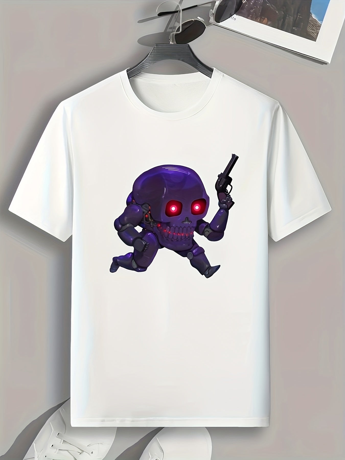 Robotic Skull Print Men's Graphic T shirt Casual Comfy Tees For Summer
