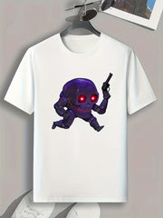 Robotic Skull Print Men's Graphic T shirt Casual Comfy Tees For Summer